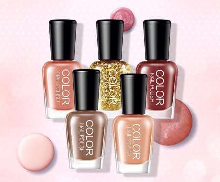 ยาทาเล็บเจล สีทาเล็บเจล COLOR NAIL WATER BASED PEELABLE NAIL POLISH 5 สี ใน 1 Set (กล่อง) ขนาด 5mlx5 bottles #06Bean sand color series ยาทาเล็บ ลอกออกง่าย ไม่เปลืองเวลาอบเล็บ แห้งภายใน 3 นาที