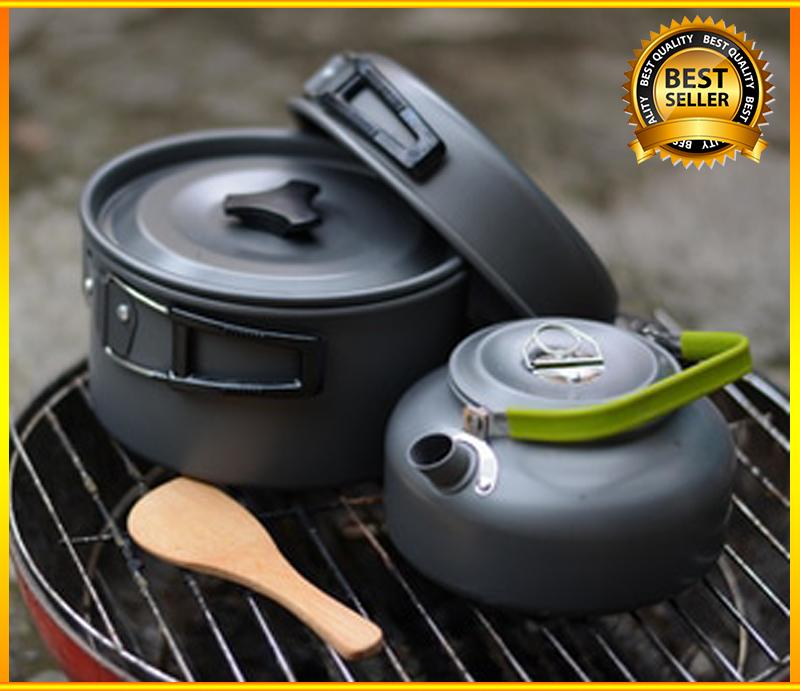 หม้อสนาม Cooking Set DS-300 ชุดอุปกรณ์แคมปิ้ง เดินป่า หม้อ กระทะ กาน้ำ ท่องเที่ยว ตั้งแคมป์-Overall