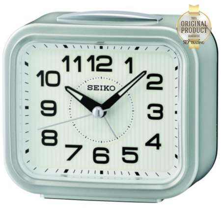 SEIKO นาฬิกาปลุกBell Alarm Clock (Snooze) หน้าจอมีพรายน้ำ สีบรอนด์เงิน รุ่น QHK050S