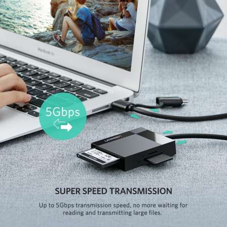 UGREEN SD Card Reader USB Type C USB 3.0 Card Hub Adapter 2 in 1 for iPad Pro 2018, Windows, Mac,  MacBook Pro,Samsung Galaxy S9 S8 Plus Huawei mate 20/10/P20 and more USB C Devices