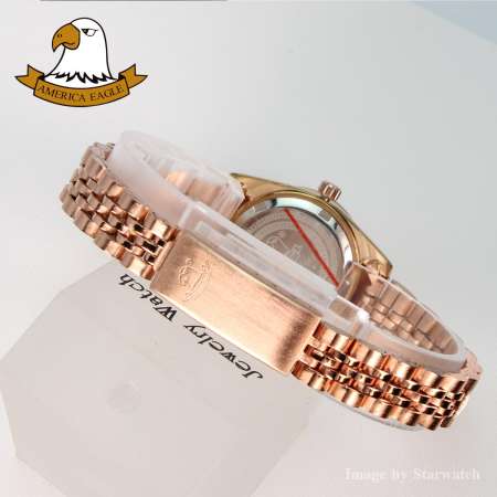 AMERICA EAGLE นาฬิกาข้อมือผู้หญิง สายสแตนเลส รุ่น AE015L - Pinkgold/Black AMERICA EAGLE นาฬิกาข้อมือผู้หญิง สายสแตนเลส รุ่น AE015L - Pinkgold/Black