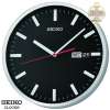 SEIKO นาฬิกาแขวน 12 นิ้วมีช่องแสดงวันและวันที่ หน้าปัดสีดำขอบสีเงินโครเมี่ยม รุ่น QXF104A