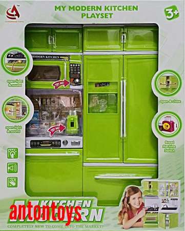 Tontoys ชุดห้องครัวบาร์บี้ + ตู้เย็น มีเสียงเละไฟ My Modern Kitchen สีเขียว