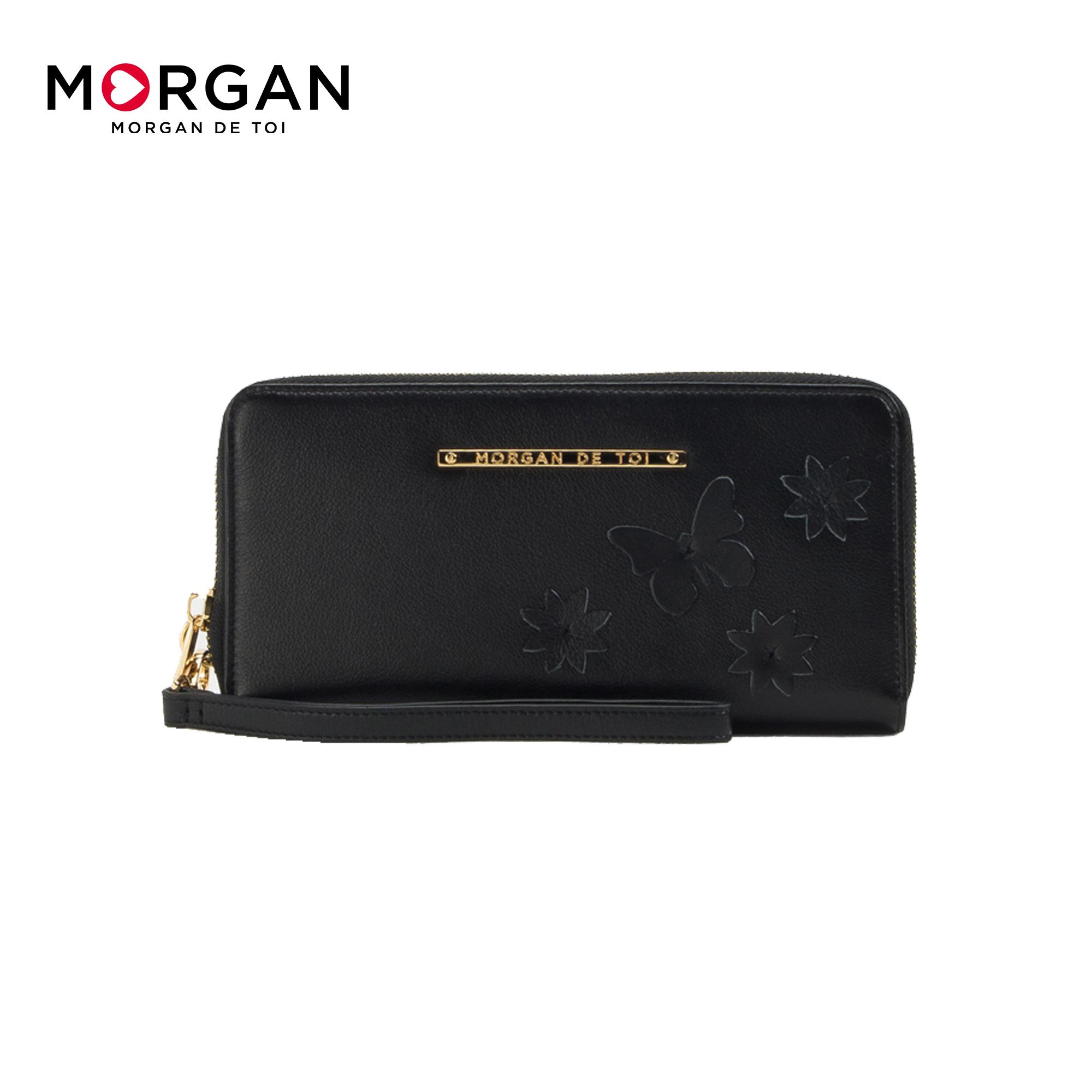 MORGANBAGS กระเป๋าสตางค์หนังแท้ คล้องมือ ซิปรอบ รุ่น CORINNE 02