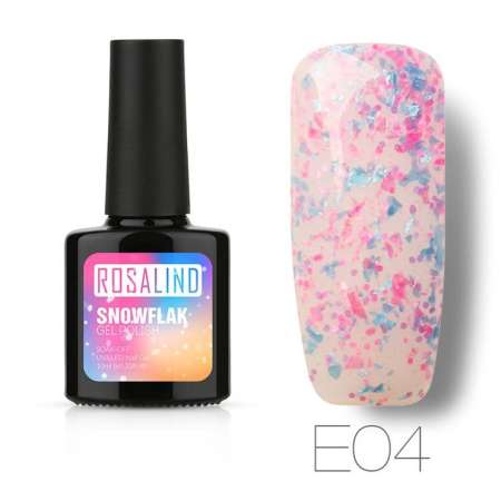 ROSALIND Snow flak  สียาทาเล็บเจล เกล็ดหิมะ เกล็ดหินอ่อน Gel Polish Soak Off UV LED (10ml.) #E04