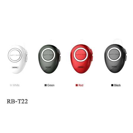 [ใส่สบายไม่เจ็บหู] หูฟังไร้สาย บลูทูธ [มี 4 สี คือ สีดำ/สีขาว/สีแดง/สีเขียวโลหะ] ใช้ได้กับมือถือทุกยี่ห้อ/ทุกระบบ [REMAX แท้100%] REMAX Premium Earphone Bluetooth 4.2 รุ่น RB T22