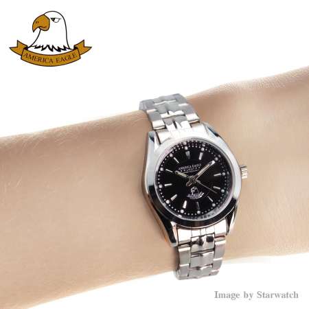 AMERICA EAGLE Watch นาฬิกาข้อมือผู้หญิง สายสแตนเลส รุ่น AE008L - Silver/Black AMERICA EAGLE Watch นาฬิกาข้อมือผู้หญิง สายสแตนเลส รุ่น AE008L - Silver/Black