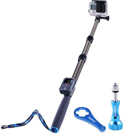 Smatree S2C Carbon Fiber Extendable Pole for GoPro Hero 7/6/5/4/3+/3/2/1/Session (WiFi Remote Controller is NOT Included)