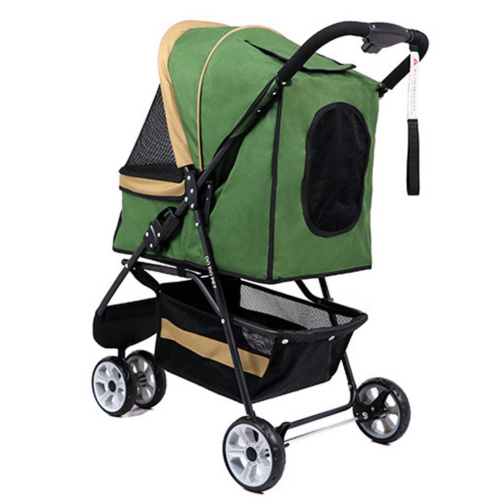 DODOPET รถเข็นสุนัข รถเข็นสัตว์เลี้ยง รถเข็นแมว เกรดพรีเมี่ยม Pet stroller รุ่น 3 ล้อ (สีเขียว) รับ นน 15 kg