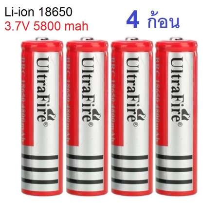 Di shop ถ่านชาร์จ Li-ion 18650 UltraFire 3.7V ความจุ 5800mAh (4ก้อน)