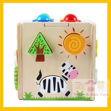 Todds  Kids Toys ของเล่นเสริมพัฒนาการ ของเล่นไม้ กล่องกิจกรรม ฝึกกล้ามเนื้อ (ตอกทุบ หยอดบล็อก รางเลื่อน)