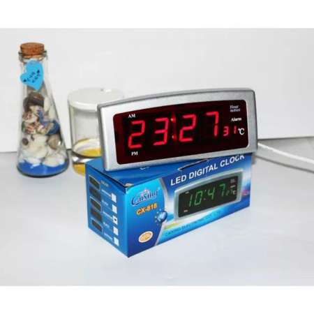 Caixing นาฬิกาดิจิตอล ไฟ LED ตัวเลข สีแดง ตั้งปลุกได้ สำหรับตั้งโต๊ะ  หัวเตียง ตกแต่งบ้านสวยงาม ใช้ไฟบ้าน รุ่น CX - 818