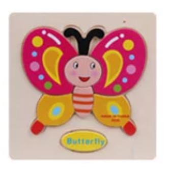 ปริศนา จิ๊กซอว์ ไม้ เหมาะสำหรับเด็ก วัยเริ่มการเรียน รู้ 1 แผ่น ,พัฒนา ทักษะ ด้านภาษาอังกฤษ      Child Early Learning Wooden Jigsaw Puzzles, 1 pc (animal/vehicle/fruit), Baby Developmental, English Language สี Butterfly สี Butterfly