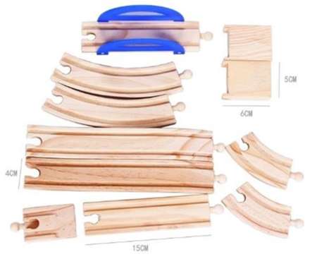 Todds Kids Toys ของเล่นเสริมพัฒนาการ บล็อกไม้ชุดสร้างเมือง Rail Overpass เมืองจำลอง 