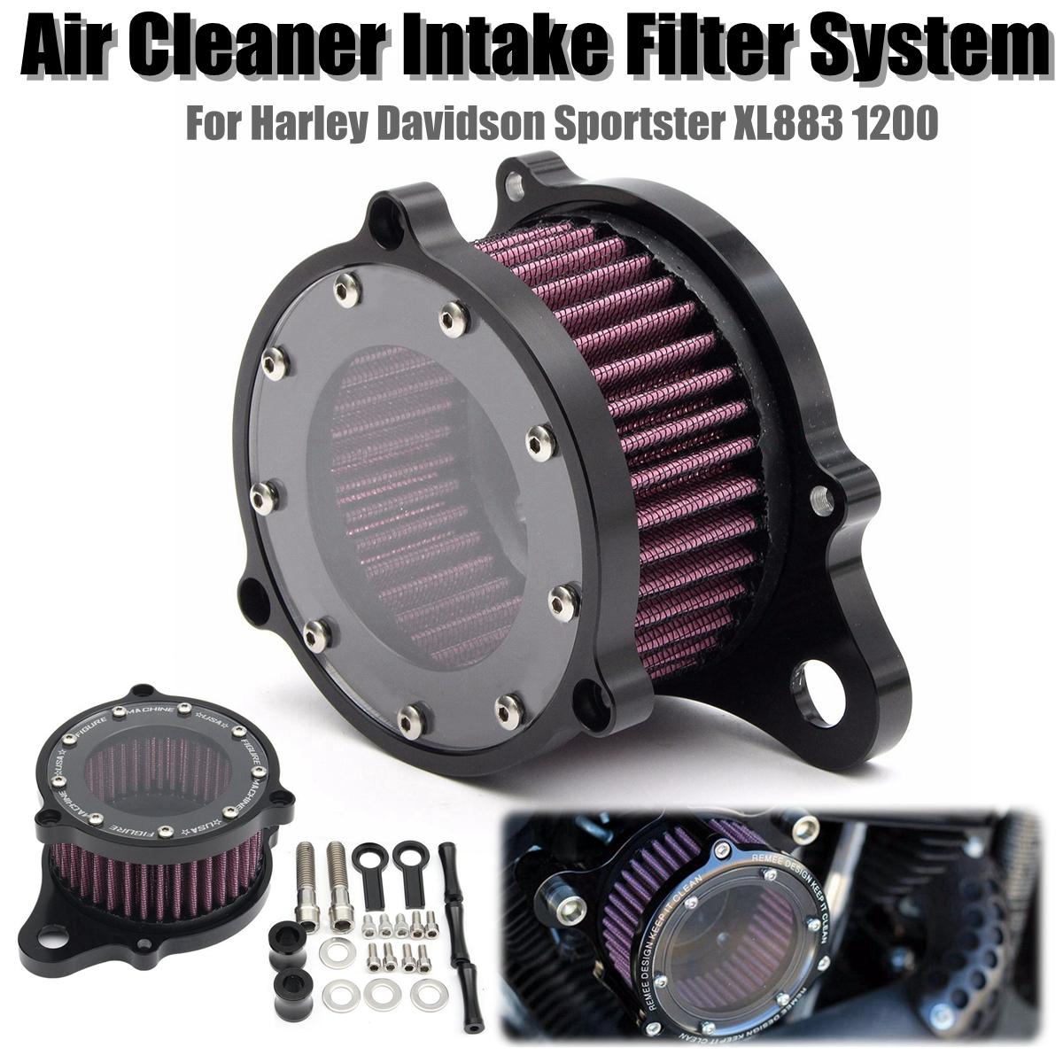 Black Air Cleaner Intake Filter System Aluminum Kit For Harley-Davidson XL 883 1200 04-15 - intl