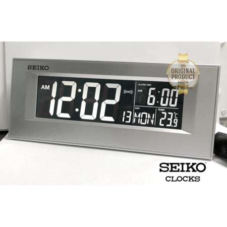 SEIKO DIGITAL นาฬิกาตั้งโต๊ะดิจิตอล Adaptor และ ฺBattery รุ่น QHL081S - สีเงิน