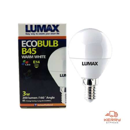 LUMAX หลอดไฟ LED EcoBulb B45 3W 3000K แสง Warmwhite E14