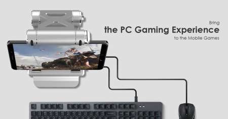 Gamesir X1 แท่นวางมือถือ เชื่อมต่อmouse และ keyboard สำหรับการแข่งขัน FPS Game Controller Mouse and Keyboard Converter for Android Smartphone Tablet  (สีทอง)๗๗