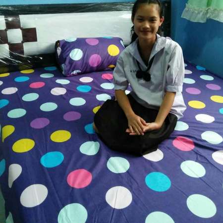 nns-0029 ชุดผ้าปูที่นอนสีพื้น 6 ฟุต 5 ชิ้น สีม่วงเข้ม ลวดลาย จุดฟ้า สีเหลือง สีฟ้าอ่อน