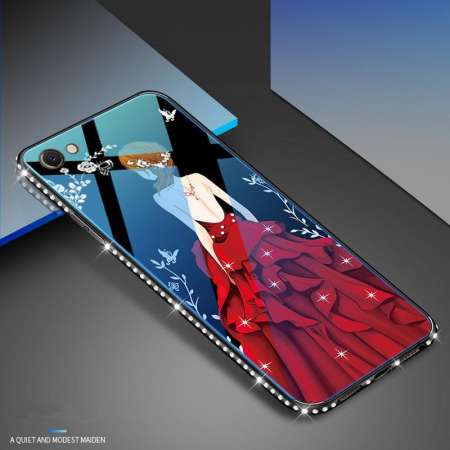 เคสโทรศัพท์สำหรับ Vivo V5/V5S, Vivo V5/V5S แก้ว, เพชรหรูหรานุ่มซิลิโคน TPU + กระจกเทมเปอร์สีน้ำเงิน Backboard [DROP Protection] [Anti - Scratch] นุ่มสำหรับ Vivo V5/V5S - INTL