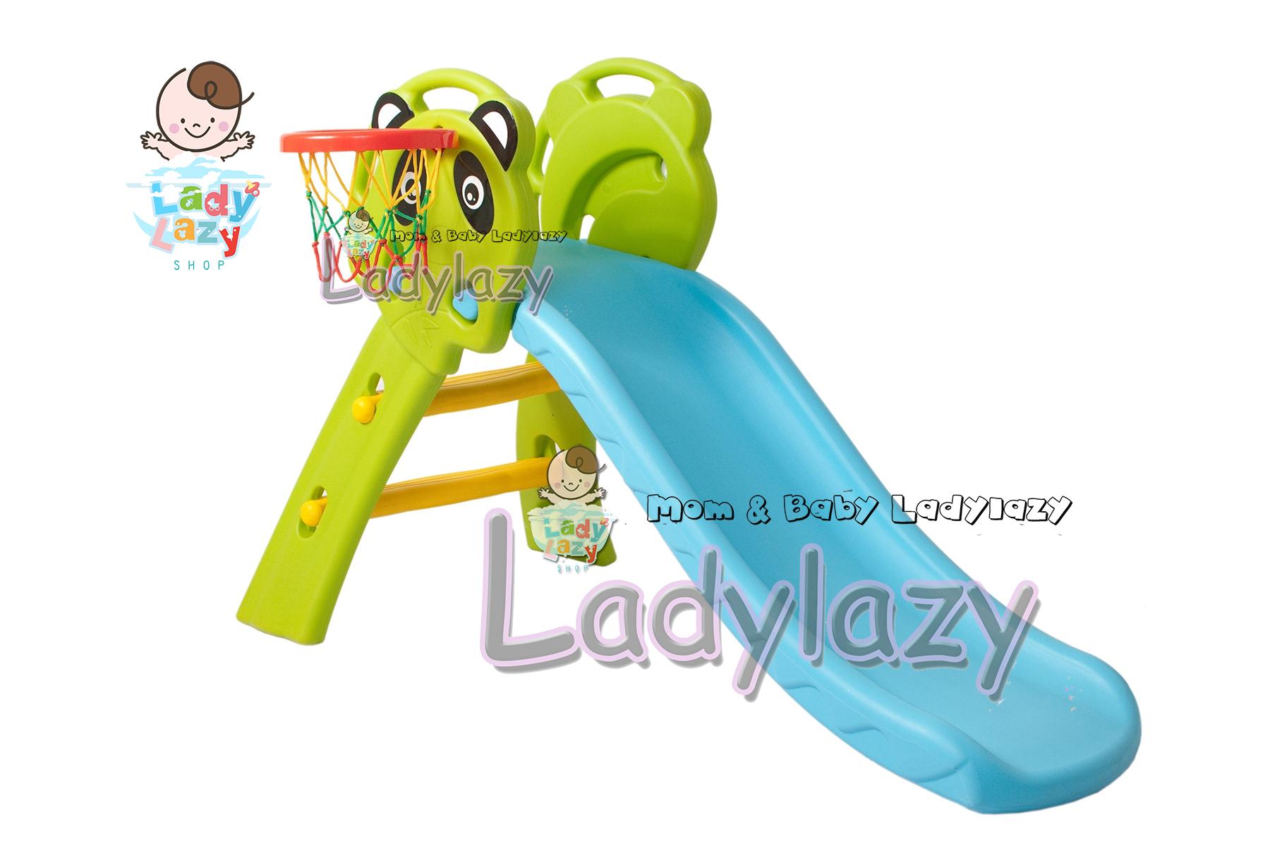 ladylazy สไลด์เดอร์เด็ก แป้นบาส หมีน้อย เสริมสร้างพัฒนาการเด็ก สีเขียว แถมฟรี ลูกบอล...