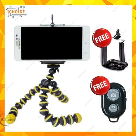 ขาตั้งกล้อง ขาตั้งมือถือ หนวดปลาหมึก 3 ขา (Gorillapod Octopus Flexible Leg Mini Tripod) Size S แถมฟรี ขาหนีบมือถือ 1 ชิ้น และรีโมทบูลทูธ 1 ชิ้น