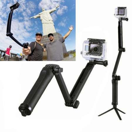 3 Way Multi function Folding Monopod Tripod Selfie Stick For Gopro Xiaomi SJcam