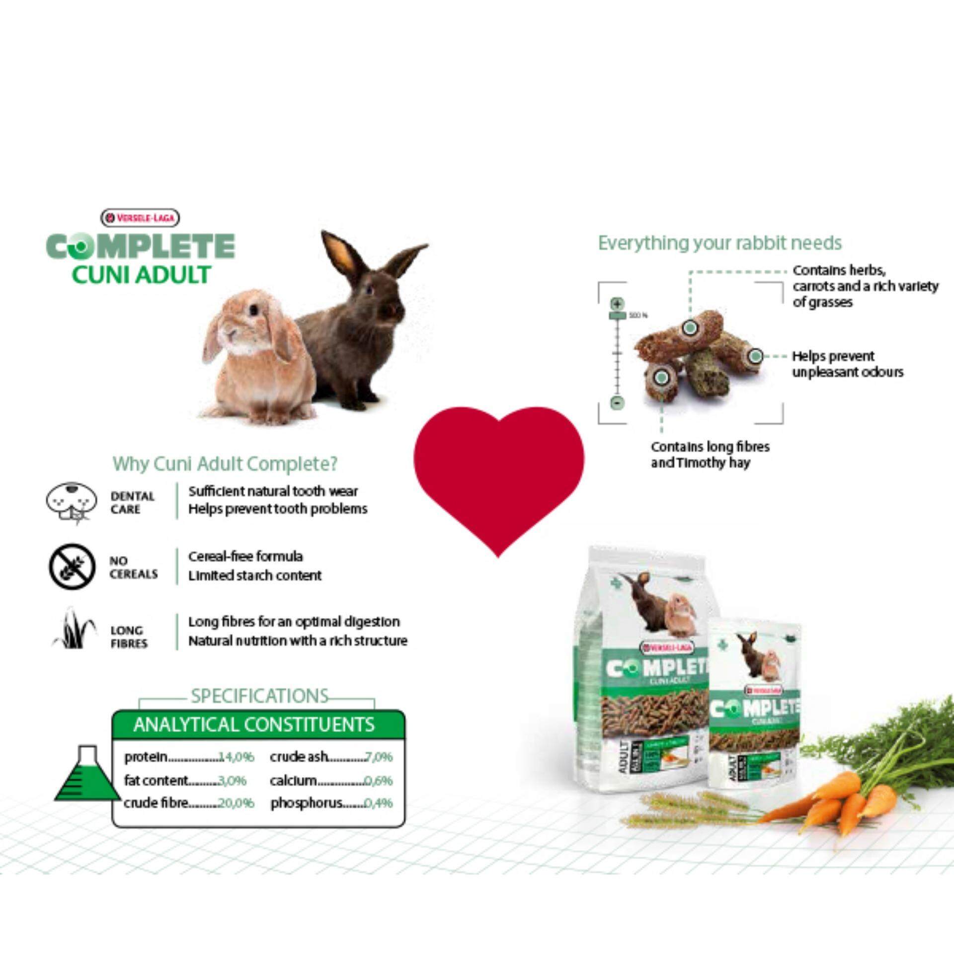 Cuni Complete Adult 500 g. อาหารกระต่าย อาหารอัดแท่ง สูตรแครอทและหญ้าทิโมธี สำหรับกระต่ายโต 6 เดือนขึ้นไป (500 กรัม/ถุง)