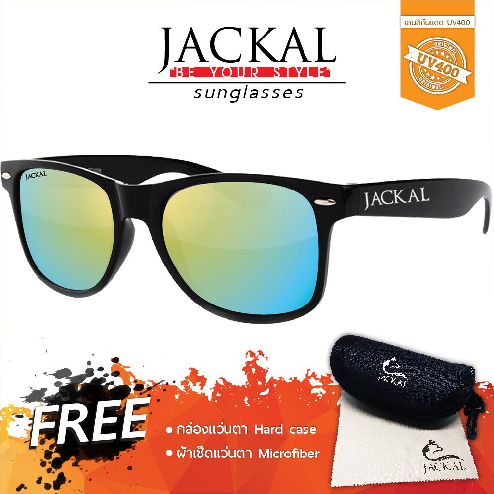JACKAL แว่นตากันแดด รุ่น TRAVELLER JS005 (Premium Black Frame /Gold Mirror Lens)
