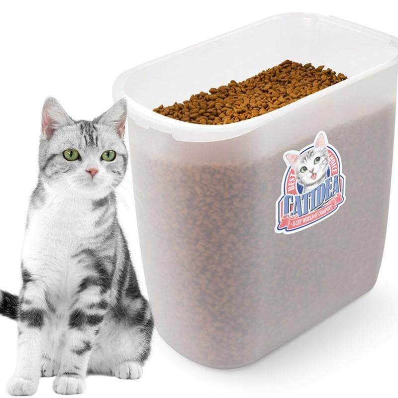 Catidea Food Container ถังใส่อาหาร ถังบรรจุอาหาร เก็บกลิ่น พร้อมช้อนตวง สำหรับสุนัขและแมว Size M ความจุ 5-6.5 กิโลกรัม