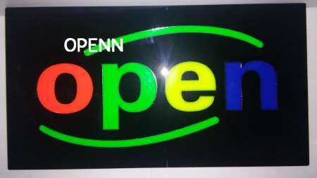 ป้ายไฟ OPEN หลากสี มีขีดโค้ง รุ่นใหม่ OP11 ปรับโหมดกระพริบได้2จังหวะ  ป้ายไฟสำเร็จรูป 