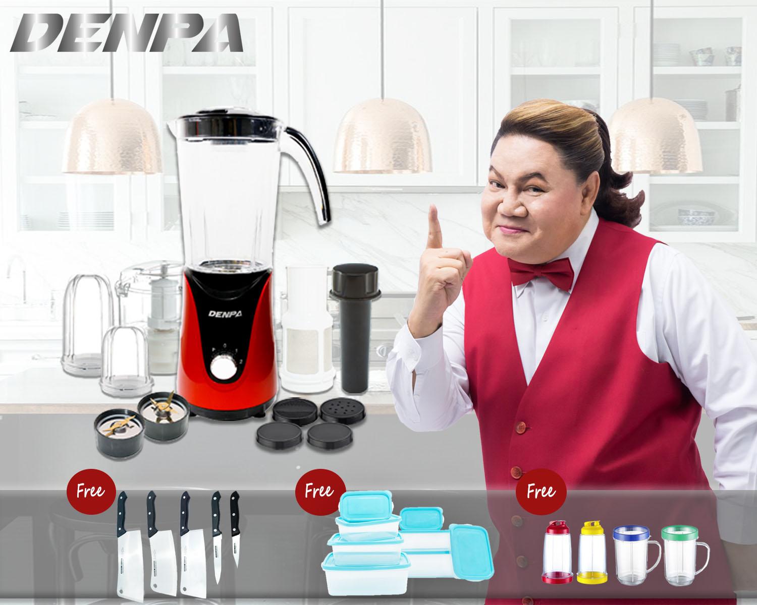 DENPA (เดนป้า) เครื่องปั่นพลังสูง แถมฟรี กล่องพลาสติกถนอมอาหารทนความร้อน 8 ชิ้น+ชุดมีดทำครัว 5...