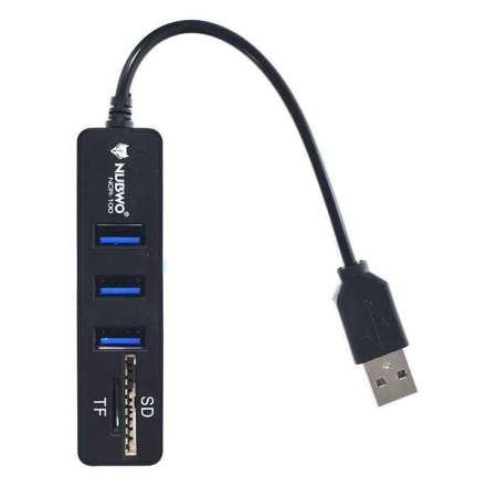 Nubwo ตัวเพิ่มช่อง ยูเอสบี พร้อม ตัวอ่านการ์ด USB HUB 3 Port +Card Reader 2.0 2 in1 รุ่น NCR-100 (สีดำ/Black)