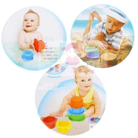 Todds Kids Toys ถ้วยเรียงซ้อน เล่นน้ำ ตักทรายลายสัตว์ทะเล Stacking Cups