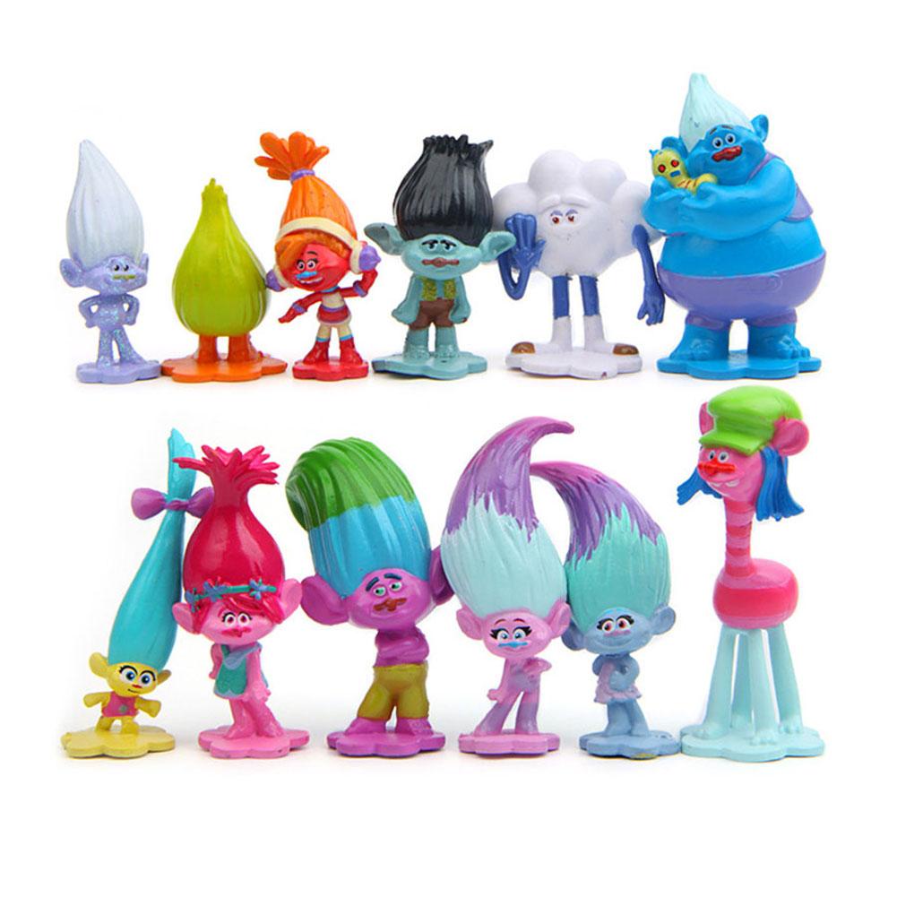 12ชิ้นล็อต Trolls ตุ๊กตาขยับแขนขาได้ Poppy จำลองของเล่นเด็กของเล่นเด็ก