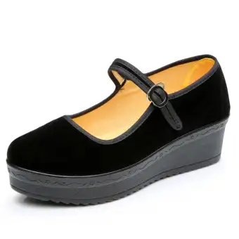 black platform work shoes