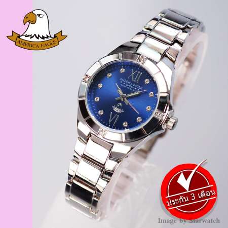 AMERICA EAGLE นาฬิกาข้อมือผู้หญิง สายสแตนเลส รุ่น AE012L - Silver/Blue AMERICA EAGLE นาฬิกาข้อมือผู้หญิง สายสแตนเลส รุ่น AE012L - Silver/Blue