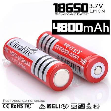 Ultrafire ถ่านชาร์ต รุ่น UltraFire 18650 ถ่าน 3.7V 4800 mAh (สีแดง) 2ก้อน