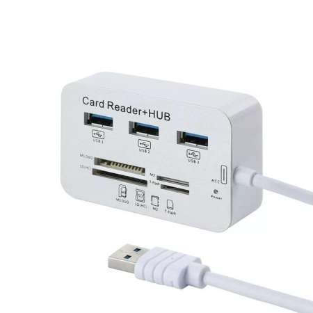 USB 3.0 to 3-Port USB Hub + MS/SD/M2/TF Card Reader Combo