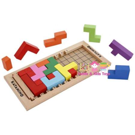 Todds Kids Toys ของเล่นไม้เสริมพัฒนาการ เกมส์ Tetris Blocks