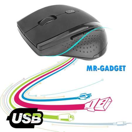MR-GADGET เมาส์ระบบไร้สาย 2.4Ghz  แบบ 6 ปุ่ม ปรับความไวด้วยปุ่ม DPI Wireless Mouse Black 