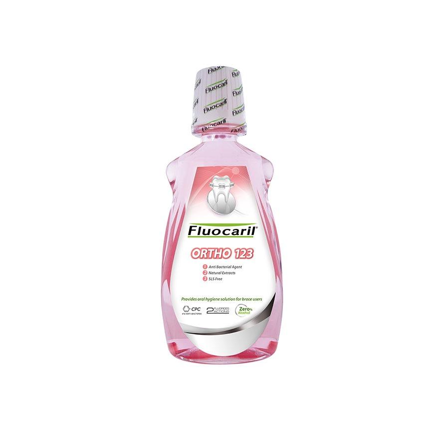 Fluocaril ฟลูโอคารีล น้ำยาบ้วนปาก สำหรับคนจัดฟัน ออร์โธ 123 500 มล.
