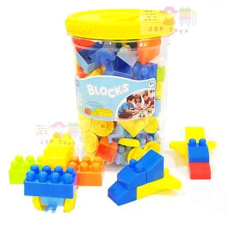 JKP Toys ตัวต่อพลาสติกเกรดดีในถังใส 72 ชิ้น