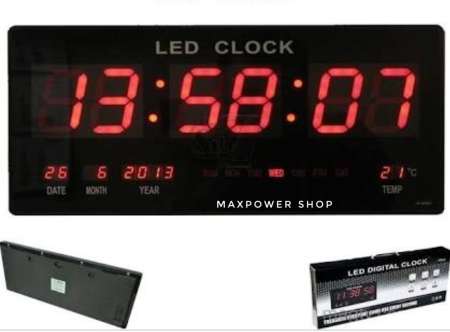 นาฬิกาดิจิตอล LED DIGITAL CLOCK  แขวนติดผนัง ขนาด 45 X 22 X 3 CM รุ่น 4622 ตัวเลขสีแดง