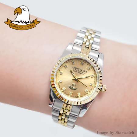 AMERICA EAGLE Watch นาฬิกาข้อมือผู้หญิง กันน้ำ สายสแตนเลส รุ่น AE8001L - GoldSilver/Gold AMERICA EAGLE Watch นาฬิกาข้อมือผู้หญิง กันน้ำ สายสแตนเลส รุ่น AE8001L - GoldSilver/Gold