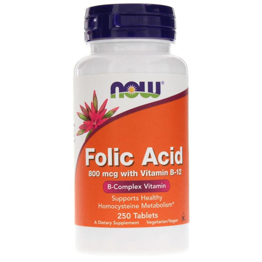 ราคา Now Foods, Folic Acid with Vitamin B12, 800 mcg, 250 เม็ด Tablets