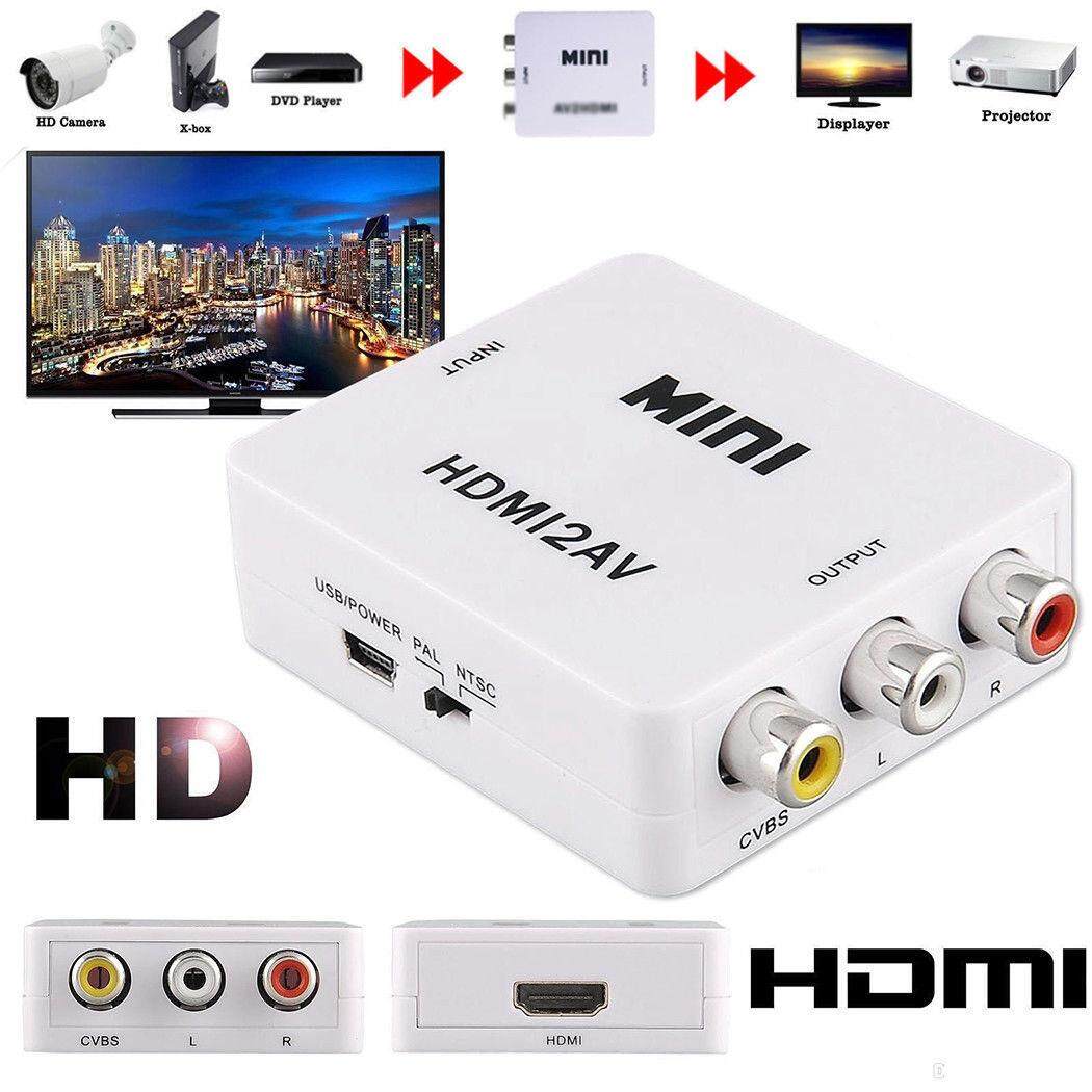 Mini ตัวแปลงสัญญาณ HDMI to AV Converter HD 1080P HDMI2AV Video Converter Box HDMI to RCA /AV/CVSB แถม สาย AV 1 เส้น