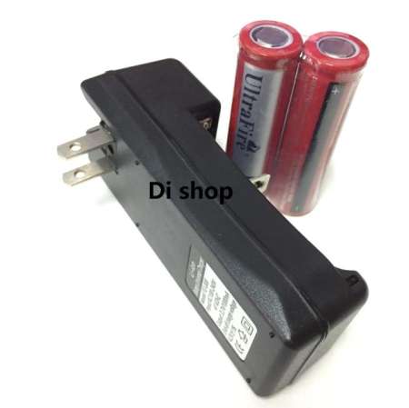 ถ่านชาร์จ 18650 3.7V 6800 mAh 2 ก้อน (สีแดง) + ที่ชาร์จแบต