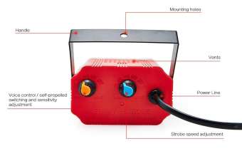 ไฟดิสโก้ LED Mini Room Strobe ขนาด 12W 24 RGB LED Sound Activate ให้แสงสีเปลี่ยนสีได้ตามเสียงเพลง ปรับความเร็วได้สูงต่ำได้ เหมาะสำหรับงานปาร์ตี้ /DJ/ งานที่ใช้แสง สี เสียง