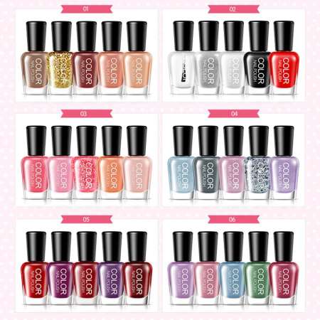 ยาทาเล็บเจล สีทาเล็บเจล COLOR NAIL WATER BASED PEELABLE NAIL POLISH 5 สี ใน 1 Set (กล่อง) ขนาด 5mlx5 bottles #06Bean sand color series ยาทาเล็บ ลอกออกง่าย ไม่เปลืองเวลาอบเล็บ แห้งภายใน 3 นาที